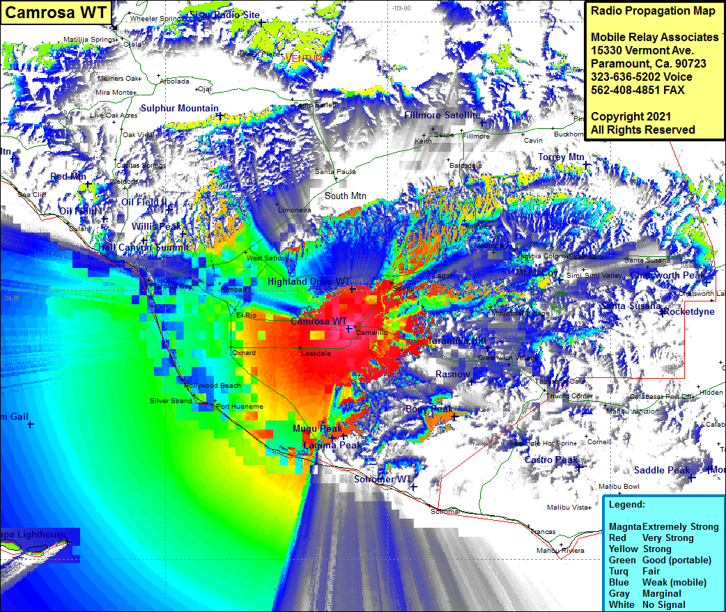 heat map radio coverage Camrosa WT